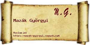 Mazák Györgyi névjegykártya